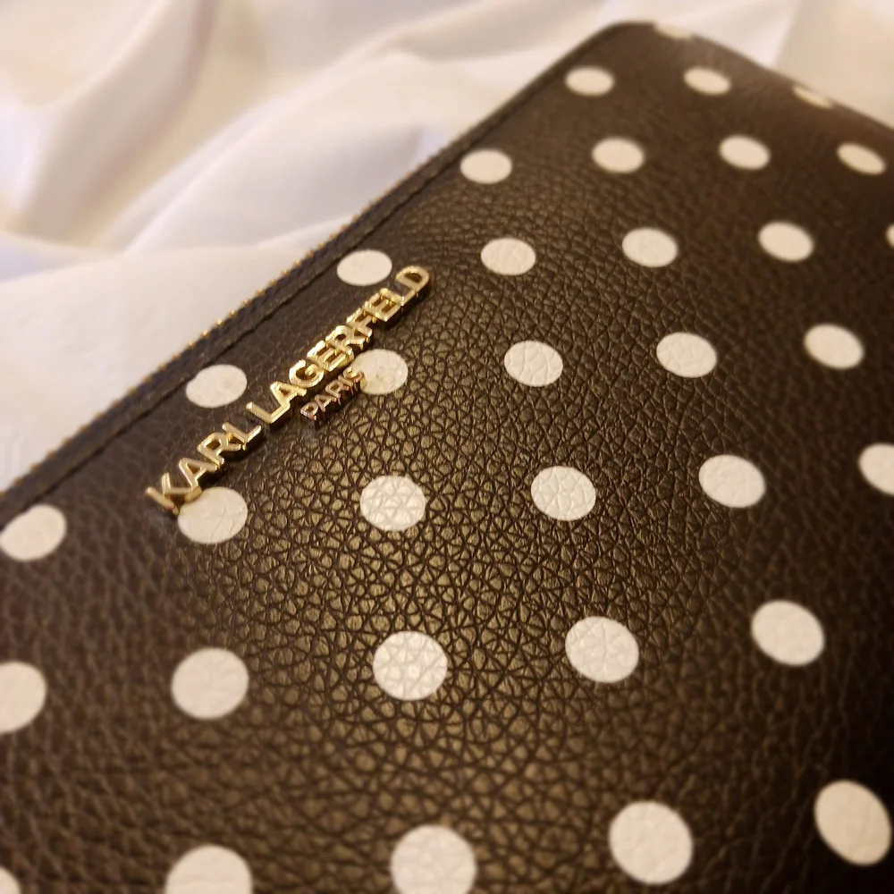 Karl Lagerfeld Black and White Polka Dot Wallet